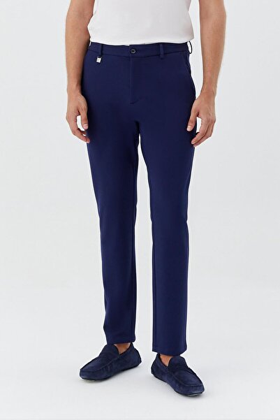 Sabri Özel Regular Fit Fermuar Detaylı Erkek Pantolon Koyu Lacivert