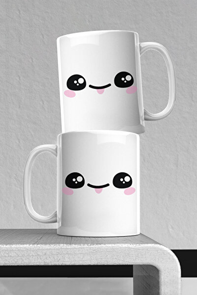 markcat كوب مطبوع من البورسلين بوجه سعيد مضحك - جودة عالية