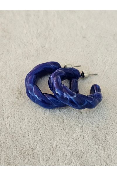 SiestaAccessories أقراط دائرية من الأكريليك باللون الأزرق