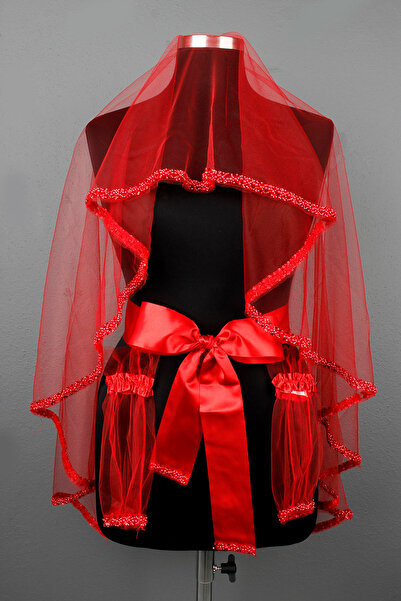 Mortex Kırmızı Boncuk Su Yolu Gelin Seti – Kına Gecesi, Düğün, Nikah İçin Duv...