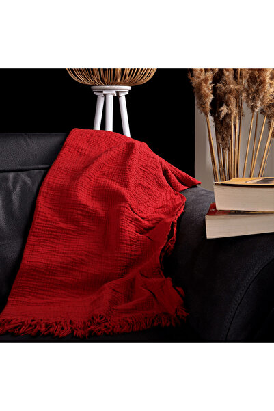 Püskül Tekstil Lüks Muslin Throw Battaniye Geniş 135x170 cm-100% Pamuk Yumuşak Kaliteli Muslin Koltuk Örtüsü & Şalı