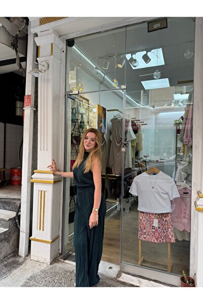 Lefon Petrol Yeşili Sırt Dekolte Takım