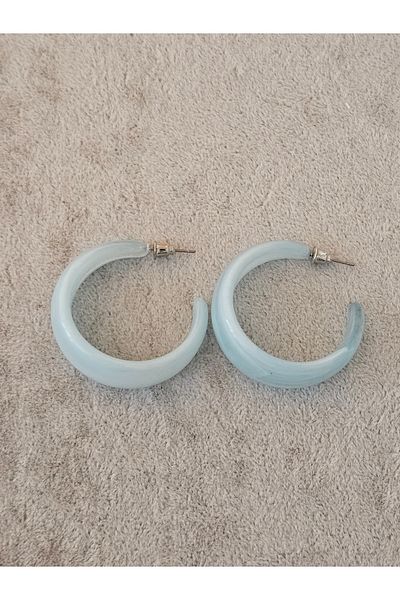 SiestaAccessories أقراط دائرية من الأكريليك باللون الأزرق