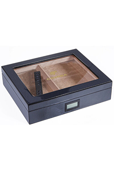 COHİBA Siyah Karbon Desenli Sedir Humidor Puro Kutusu