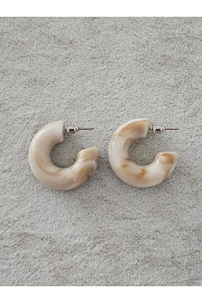 SiestaAccessories Marble Pattern Cream Color Acrylic Hoop Earrings