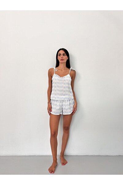 Genel Markalar Askısı Ayarlanabilir Şortlu Mavi Fisto Pijama Takımı