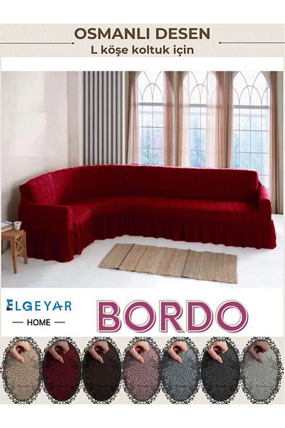 BOSTAN Jacquard L Corner Sofa Cover ,Sofa Cover Shawl Pattern (350cm)