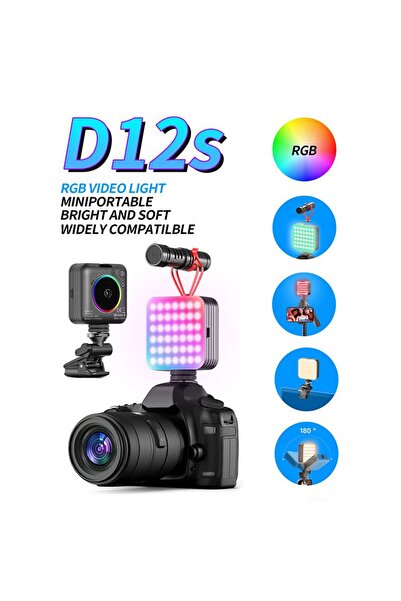 LEVONG LE-D12S Telefon Tripod Kamera Laptop Uyumlu Yayın için RGB Led Çekim I...