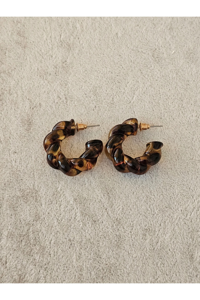 SiestaAccessories Leopard Pattern Acrylic Twist Hoop Earrings