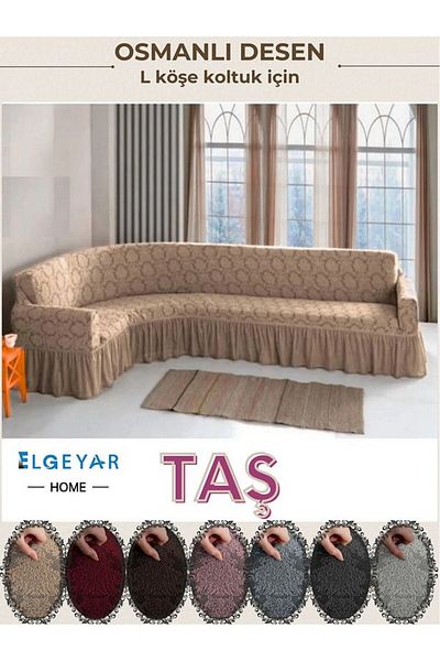 BOSTAN Jacquard L Corner Sofa Cover ,Sofa Cover Shawl Pattern (350cm)