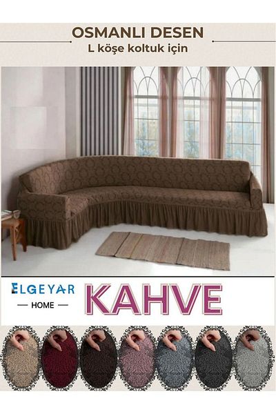 BOSTAN Jacquard L Corner Sofa Cover ,Sofa Cover Shawl Pattern (350cm)