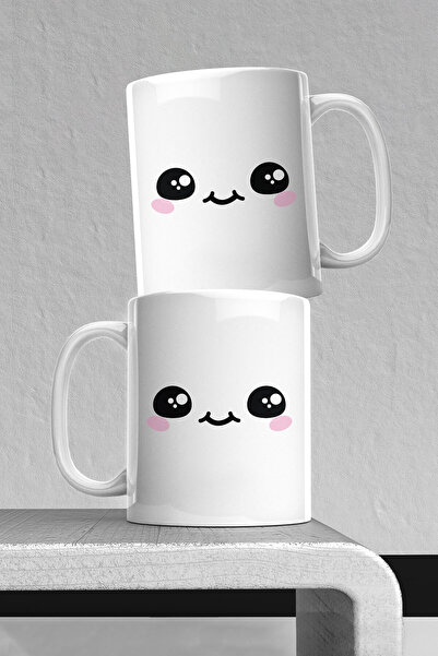 markcat كوب بورسلين مطبوع عليه وجه سعيد مضحك - جودة عالية