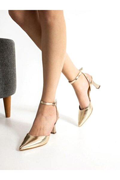 İNCEZEN SHOES Altın Rugan Topuklu Ayakkabı (7cm)