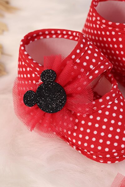 kidello Red Ribbon Tulle Polka Dot Baby Girl Booties Bandana Set