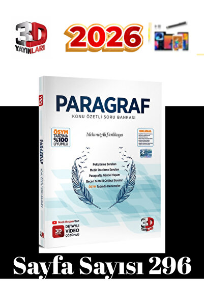 3D Yayınları 2025-2026 Paragraf Video Çözümlü Soru Bankası