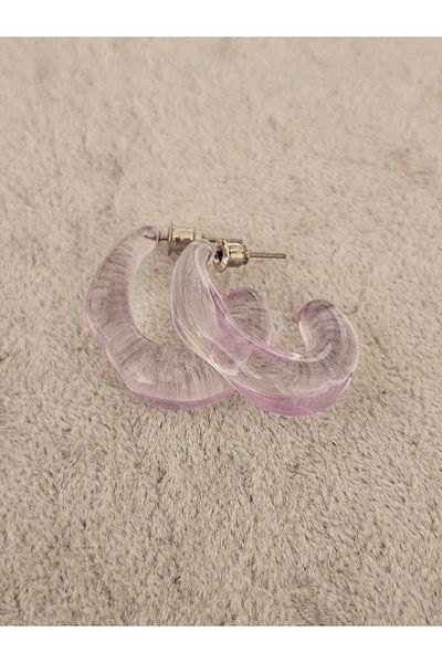 SiestaAccessories أقراط أكريليك شفافة اللون أرجواني