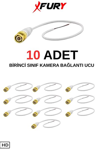 FURY 10 Adet A Kalite Kablolu Hazır BNC Kablolu Konnektör