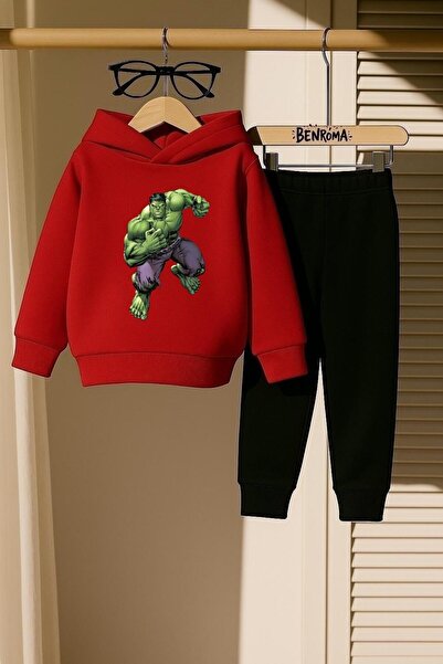 BENROMA HULK BASKILI 3 İPLİK ÇOCUK EŞOFMAN TAKIMI