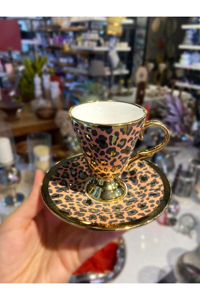 Kosova Salmon Leopard Footed Single Person Turkish Coffee Cup