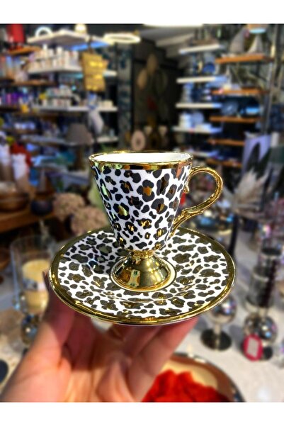 Kosova SİYAH LEOPAR AYAKLI 6 KİŞİLİK TÜRK KAHVESİ FİNCANI