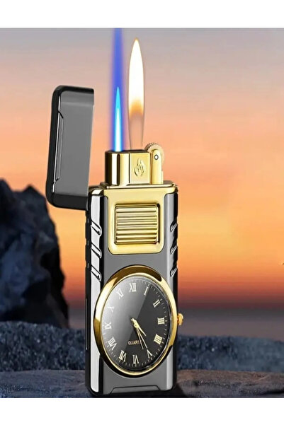 H.D ÇAKİBİÇAK DÜNYASİ Kişiye Özel İsimli Tuşlu Saatli Çift Ateşli Çakmak