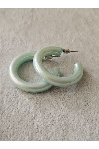 SiestaAccessories Pearlescent Turquoise Color Acrylic Hoop Earrings