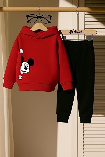 BENROMA طقم رياضي للأطفال مطبوع عليه شخصيات كرتونية من 3 خيوط