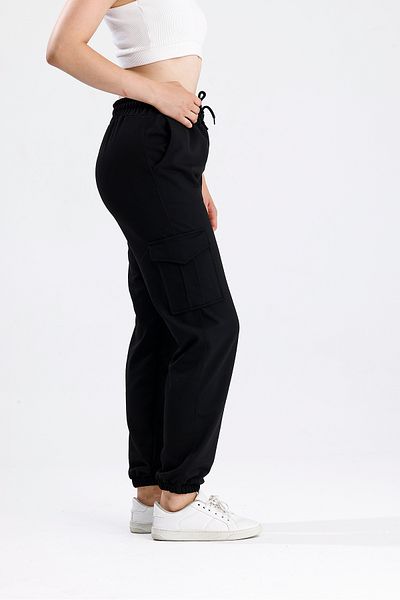 Green Hill Black Sweatpants with Cargo Pockets and Elastic Waist