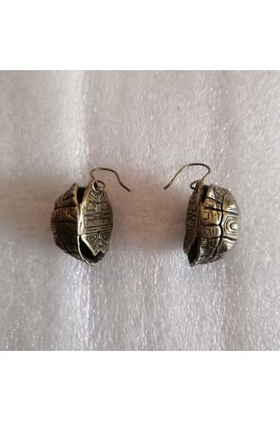 Butik Tülin Women's Authentic Handmade Bronze Tortoise Shell Dangle Earrings 4X2 cm Indian Made