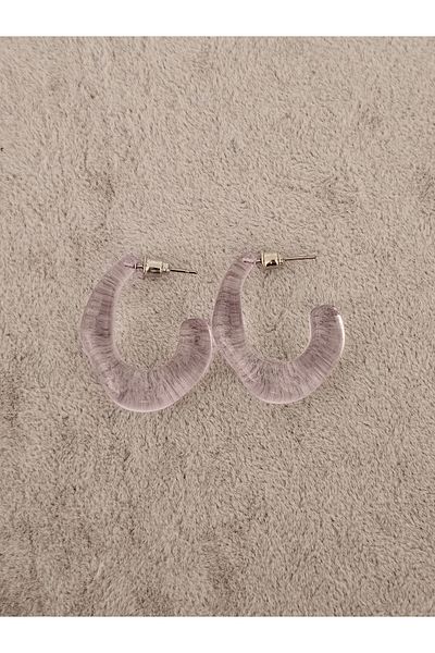 SiestaAccessories أقراط أكريليك شفافة اللون أرجواني