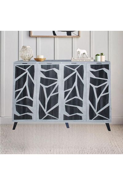 DEC22 Modern 4-door shoe cabinet, distinctive design, size 160 cm