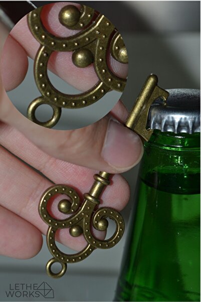 lethe works Vintage Keychain Bottle Opener – Brass Color Retro Metal Design