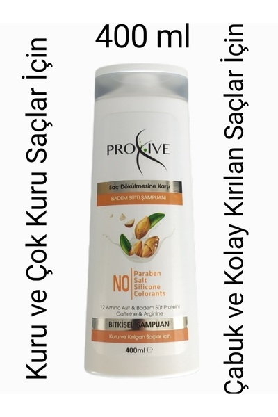 PROXİVE Repairing Anti-Hair Loss Almond Milk Shampoo for Quickly Breaking Lifeless Hair 400 ml
