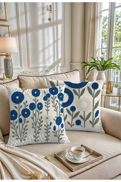 Şah Dekor Комплект от 2 възглавници с цифров печат с мотив "Пунч бродерия" в ...