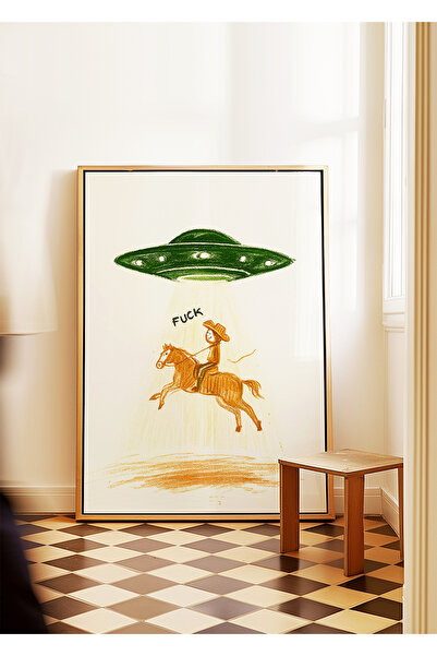 ARTHOUSECOLLECTIVE UFO Cowboy - Desen amuzant Poster Western - Poster fără cadru în dimensiuni de pictură