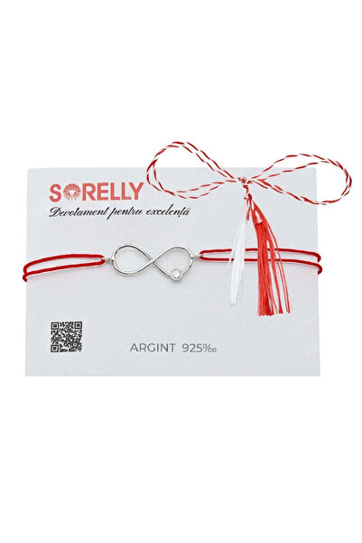 Bijuteria SORELLY Brățară Martisor din șnur infinit din argint cu piatră albă