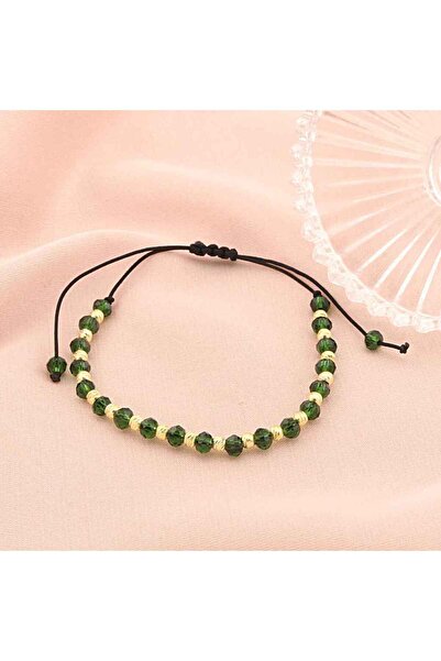 Bijuteria SORELLY Bratara Argint Snur cu Bile Placate Aur si Cristale Verde