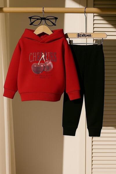 BENROMA Cheery Cherry Printed 3 Thread Children's Tracksuit Set