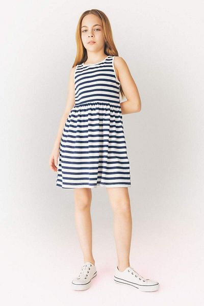 DeFacto New Season Girls' Crew Neck Striped Sleeveless Summer Dress