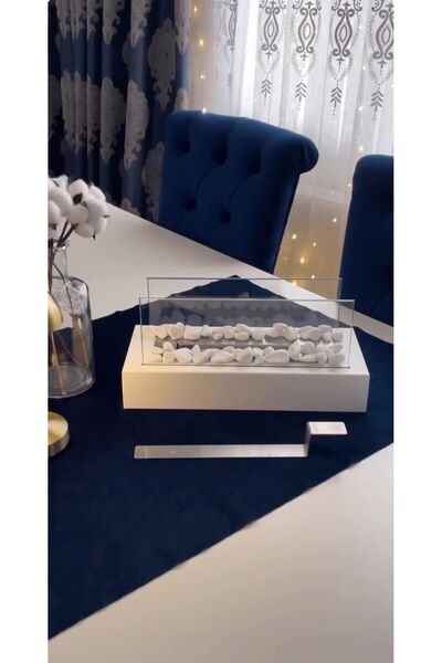 AboutThePerfect Beyaz Masa Üstü Şömine, Şık ve Modern Dekorasyon Parçası