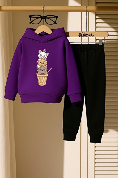 BENROMA KİDS SET DE PANTALONI DE TRANSPORT PENTRU COPII CU 3 FIRE CU PRINT CAT