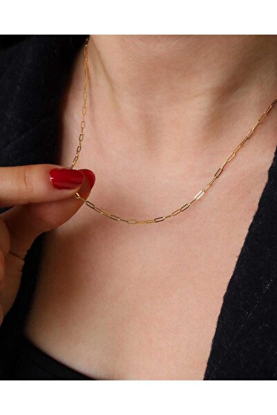 LE&DA Accessory Ataç Model Çelik Gold Zincirli Minimal Zarif Kolye