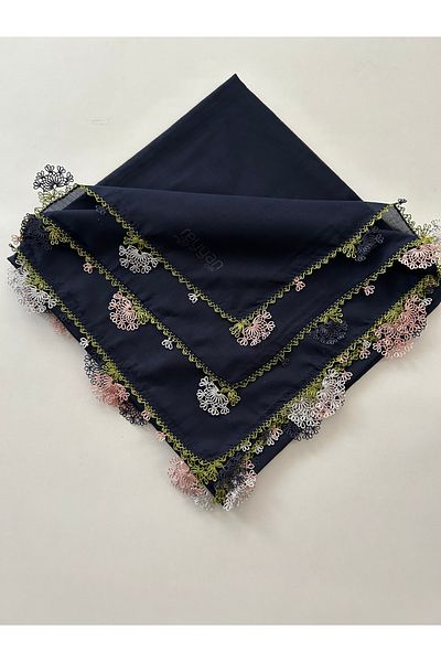 REYYAN Navy Blue Handwork Needlework Embroidery Writing/Needlework/Needlework Handwork/Handwork Cheesecloth/Headcloth