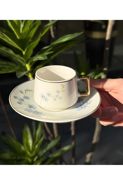 Onedekor 6-Piece Porcelain Coffee Cup Eflora