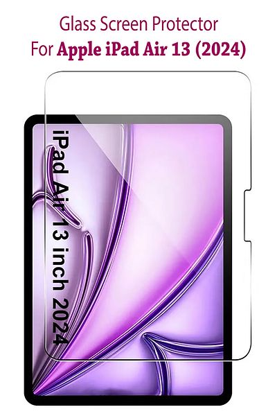 Generic واقي شاشة زجاجي مقوى فاخر لجهاز iPad Air 2024 (الجيل السادس) M2 مقاس 13 بوصة