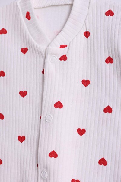 kidello Ecru Little Heart Baby Girl Romper