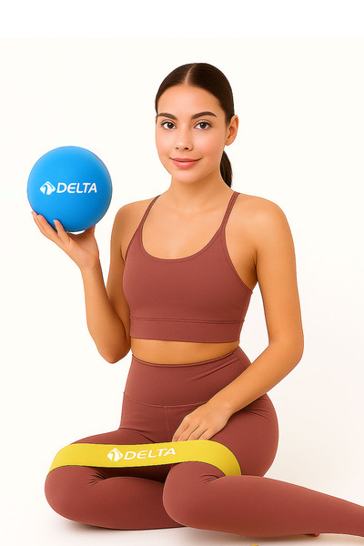 Delta Pilates Kardiyo Seti – 35 Cm Çember + Aerobik Direnç Bandı + Pilates Topu (20 cm) + Atlama İpi