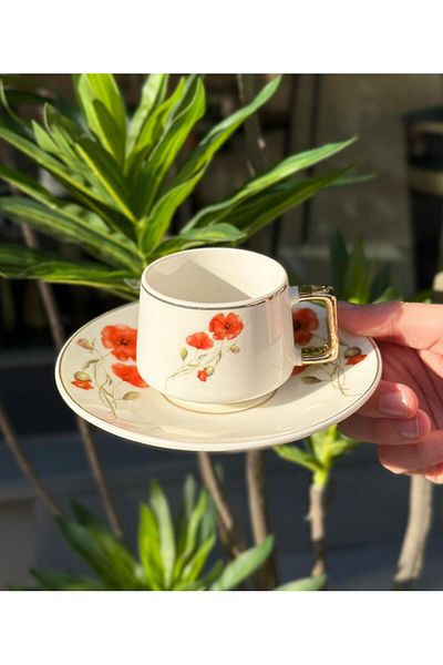 Onedekor Set of 6 Porcelain Coffee Cups Sienna