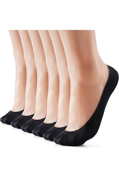 OEM Set 6 pairs women's invisible thin socks, high elasticity, non-slip, size 38-42 EU, Black