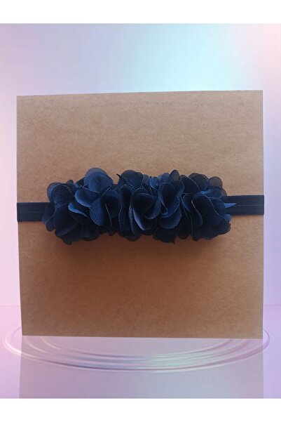 Panowill Design Baby Girl Navy Blue Chiffon Floral Bandana Frida Model